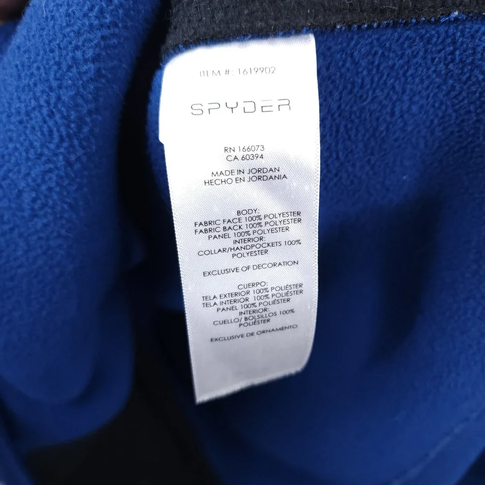 Spyder Mens Blue Black Quarter Zip Waffle Knit Fleece Pullover Jacket 229517 M